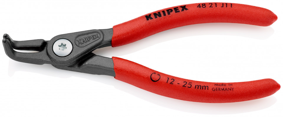 KNIPEX 48 21 J11 clește de precizie pentru inele de siguranță pentru inele interioare cu alezaje acoperit cu material plastic aderent bonderizat în culoarea gri 130 mm