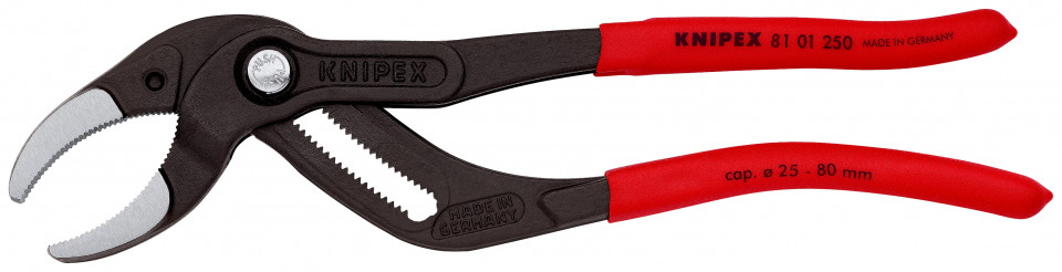 KNIPEX 81 01 250 Cleşte pentru sifon şi conectori acoperit cu material plastic aderent vopsit negru 250 mm