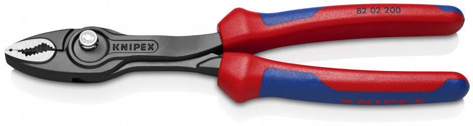 KNIPEX 82 02 200 TwinGrip Clești cu prindere frontală cu manşoane multicomponent vopsit negru 200 mm