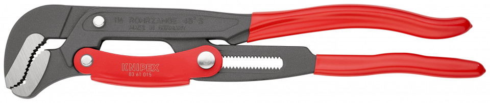 KNIPEX 83 61 015 Clește pentru țevi cu fălci încovoiate cu reglare rapidă acoperite cu plastic vopsit electrostatic gri 420 mm