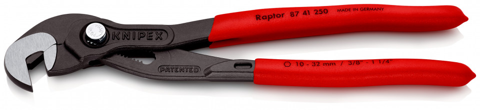 KNIPEX 87 41 250 Cheia mixta acoperit cu material plastic aderent bonderizat în culoarea gri 250 mm