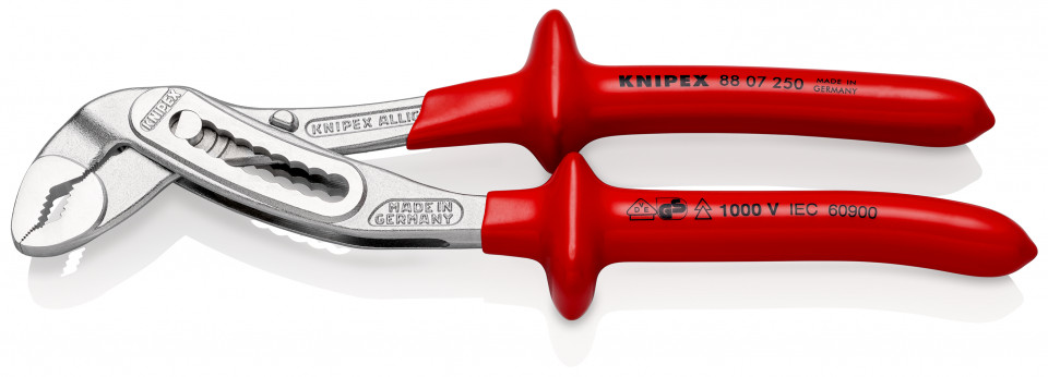 KNIPEX 88 07 250 Alligator® Cleşte pentru pompe de apă izolat prin imersie, testat de VDE cromat 250 mm