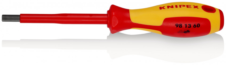 KNIPEX 98 13 60 șurubelniță pentru șuruburi cu contur interior hexagonal mâner izolator multicomponent, testat de VDE brunat 212 mm