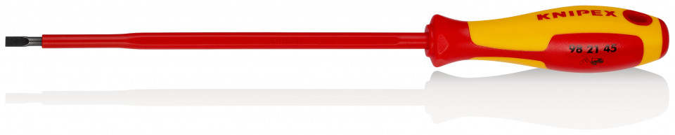 KNIPEX 98 21 45 șurubelniță pentru șuruburi cu fantă mâner izolator multicomponent, testat de VDE brunat 287 mm