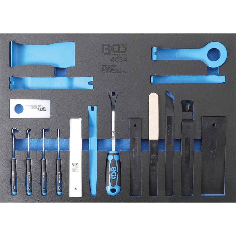 Organizator pentru carucior BGS, 17 piese pentru demontare, montare si carlige, 3/3 sertar