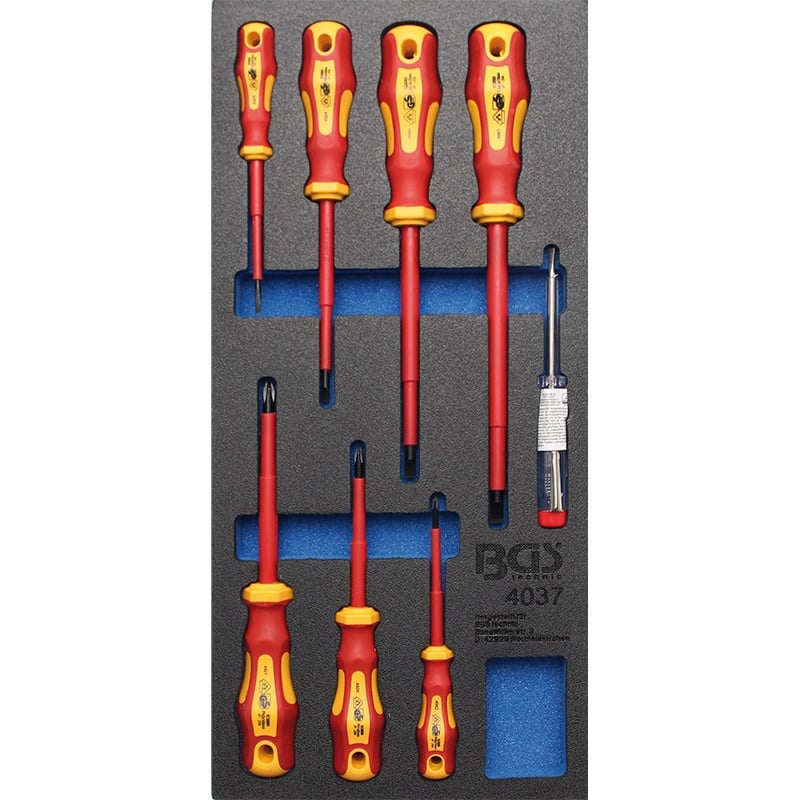 Organizator pentru carucior BGS, 8 surubelnite VDE, 1/3 sertar
