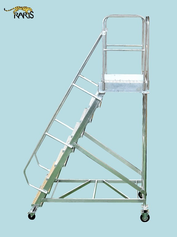 Platforma mobila RARIS, aluminiu, la 60°, baza rigidizata, roti cu frana, Gmax=200 kg, tip PN60