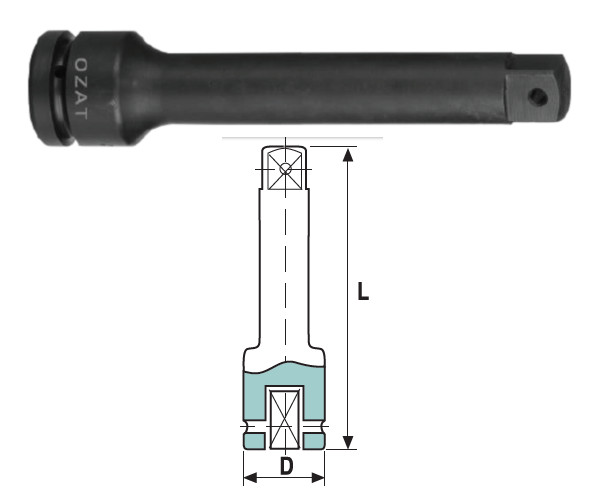 Prelungitor de impact OZAT 3/8" L150mm