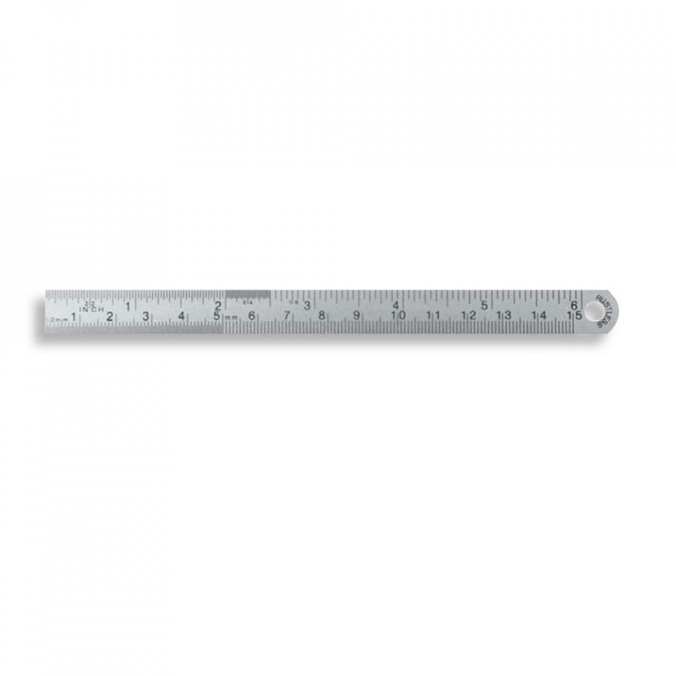 Rigla flexibila inox, gradatii tip C: 1/1mm+1/2mm+1/16"+1/32"+1/64", 150/13x0,5mm