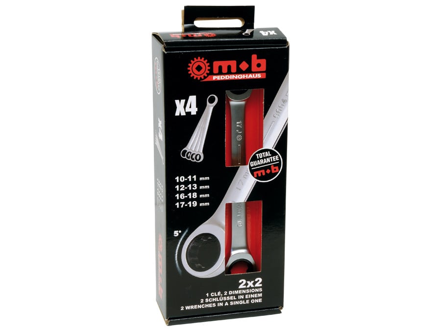 Set 4 chei cu dublu clichet 2×2 in DISPLAYBOX MOB 10-19 mm
