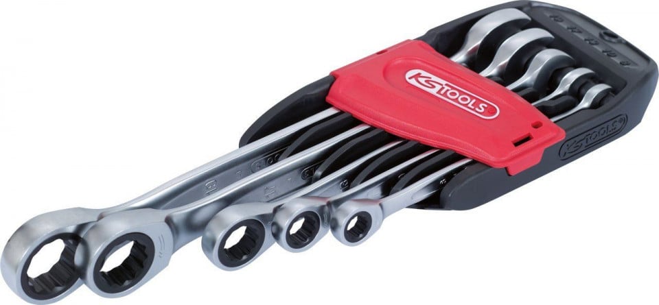 Set 5 chei inelare GEARplus® cu clichet, în unghi, 8-19 mm