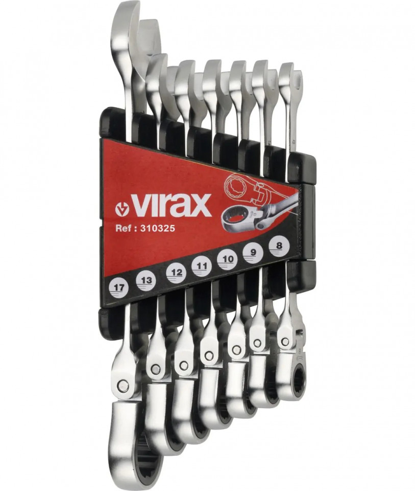 Set 7 chei cu cap flexibil si clichet VIRAX 8-17 mm