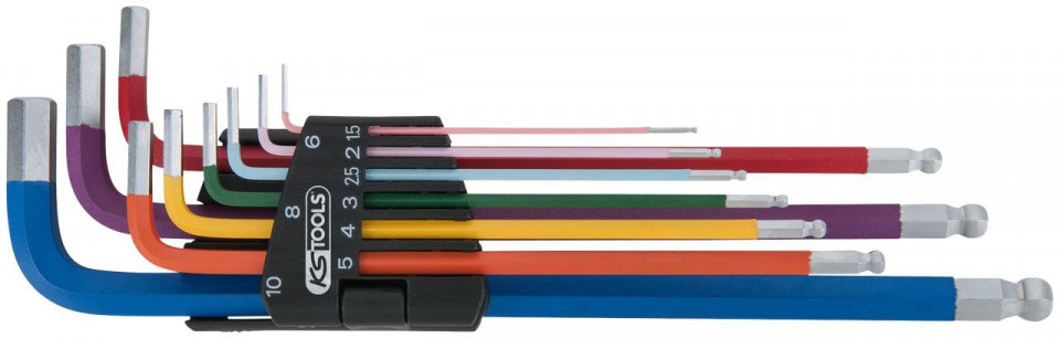 Set 9 chei imbus KS TOOLS cu cap sferic, 1,5-10 mm