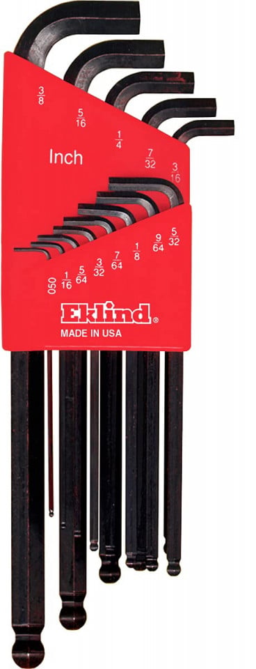 Set de 13 chei locas hexagonal lungi cu cap sferic, varianta EKLIND Stubby in suport de plastic .050" - 3/8"