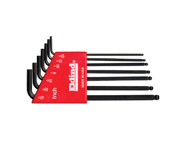 Set de 7 chei locas hexagonal lungi cu cap sferic in suport de plastic EKLIND 5/64''-3/16''