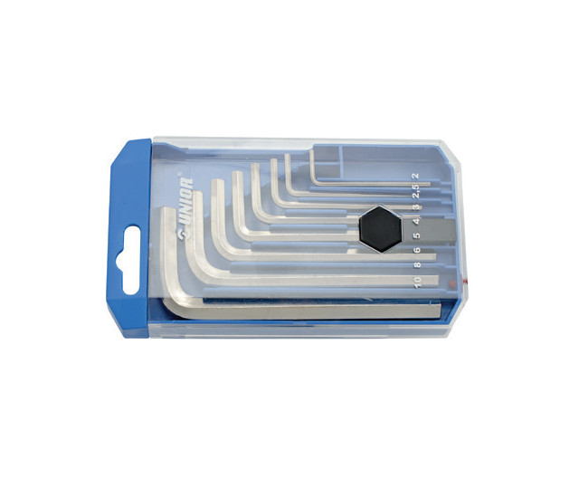 Set de 8 chei locas hexagonal in cutie de plastic Unior 5/64''-3/8''