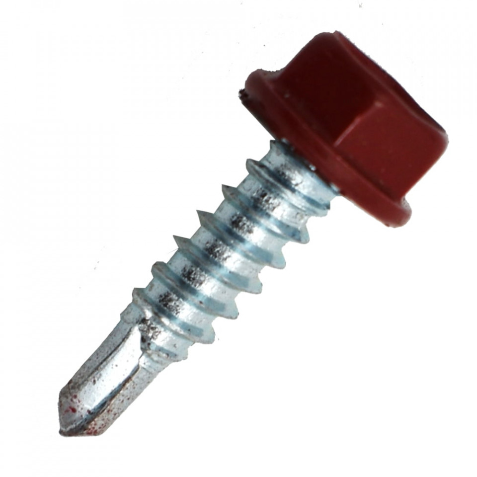 Suruburi Autoforante cu cap hexagonal, DIN 7504K RAL 3011, 4.2x16mm, 500 bucati