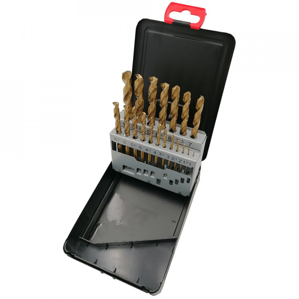 Trusa 19 burghie metal DIN 338 HSS Co5% Ø 1-10 mm