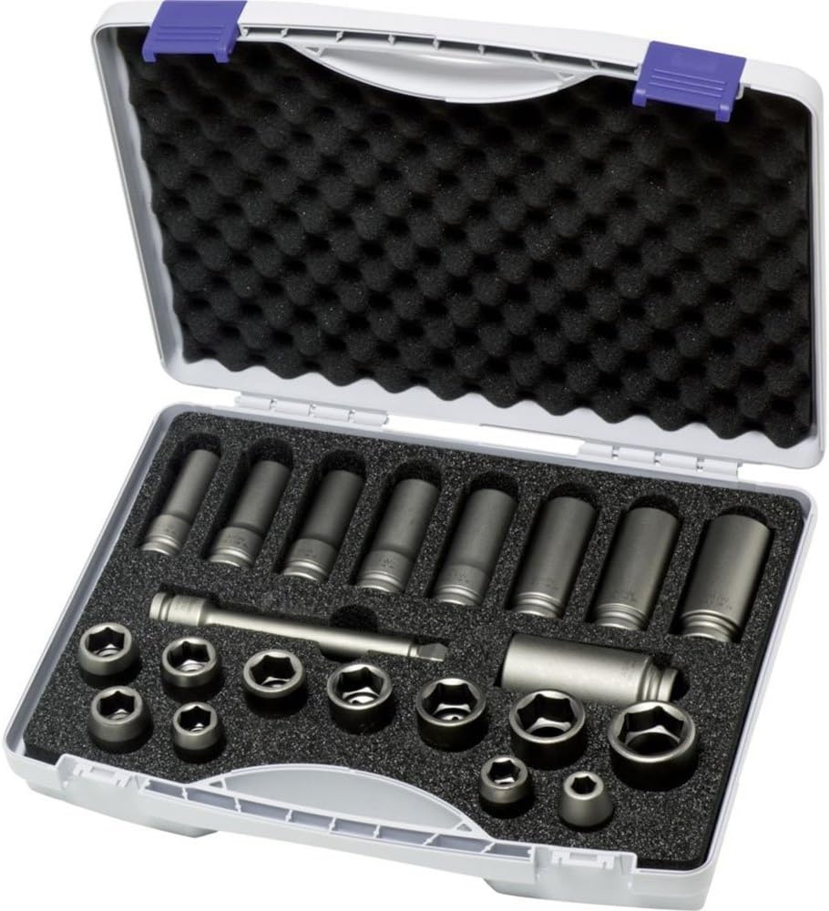 Trusa 21 piese ASW capete chei tubulare de impact 1/2" 10-27mm
