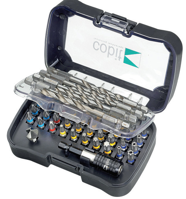 Trusa 50 piese COBIT biti, burghie si accesorii cu inel de identificare