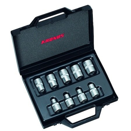 Trusa 9 piese Kronus capete chei tubulare profil TX interior de 1/2" in cutie de plastic, E10-E24