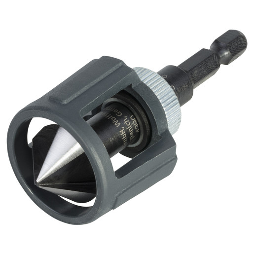 Zencuitor WS Wolfcraft 4390000 cu opritor reglabil de adancime pt lemn D 20 mm, 3 lame de taiere, prindere hexagonala