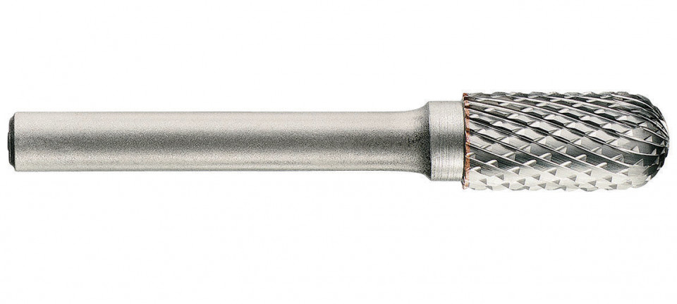 1031651 Freza din carbura de tungsten forma C - cilindrica cu cap rotunjit, tais dublu, tip D, DIM 4, Coada 6