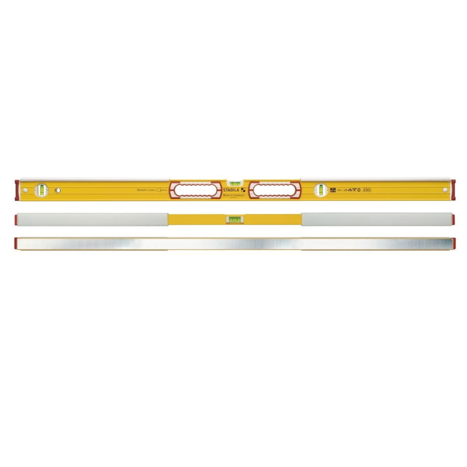 196-2k de 122 cm, nivela cu 3 bule, 2 manere si acoperire, pentru zidarie