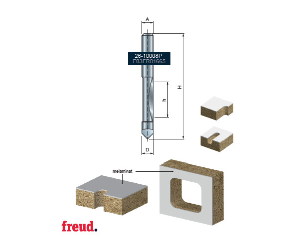26- Freza pentru decupat placata CMS Z=1 cu coada, DIM 8 - 26-10008P