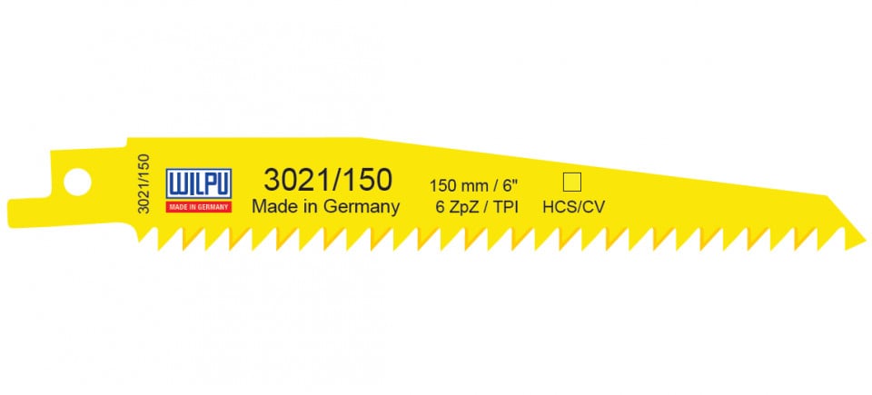 3021/150 Panza HCS/CV pentru fierastrau sabie, pentru lemn / 100 bucati, DIM 150 x 19 x 1.27 mm