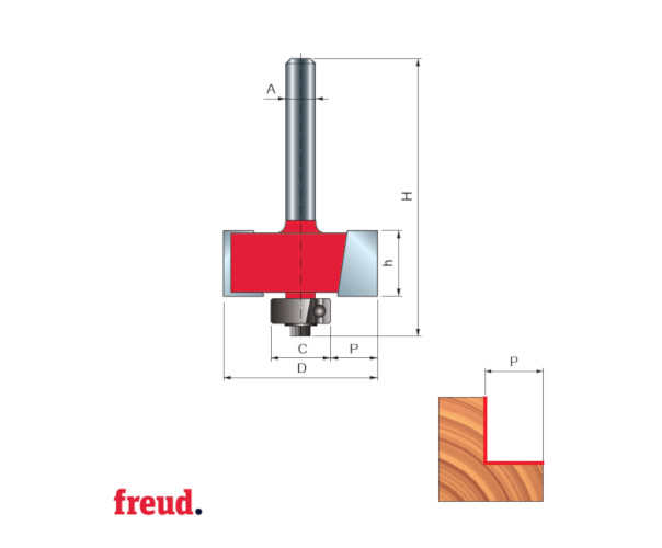 32- Freza de falt, cu coada, placata CMS, Z-2, cu rulment copier inferior, DIM 34.9 - 32-50008P