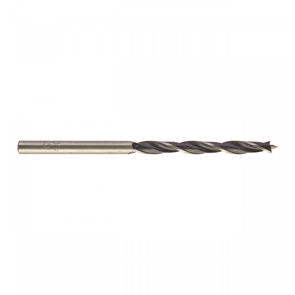 Burghie pentru lemn cu vârf de centrare - DIN 7487 E Milwaukee (Lungime totală (mm): 75, Ø (mm): 4, Tijă prindere: 4 mm tijă cilindrică)