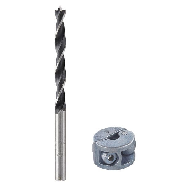 Burghiu 6 mm, cu opritor si varf de centrare, pentru lemn si placaje Wolfcraft 2731000, crom vanadiu, cu opritor de profunzime din zinc turnat sub presiune