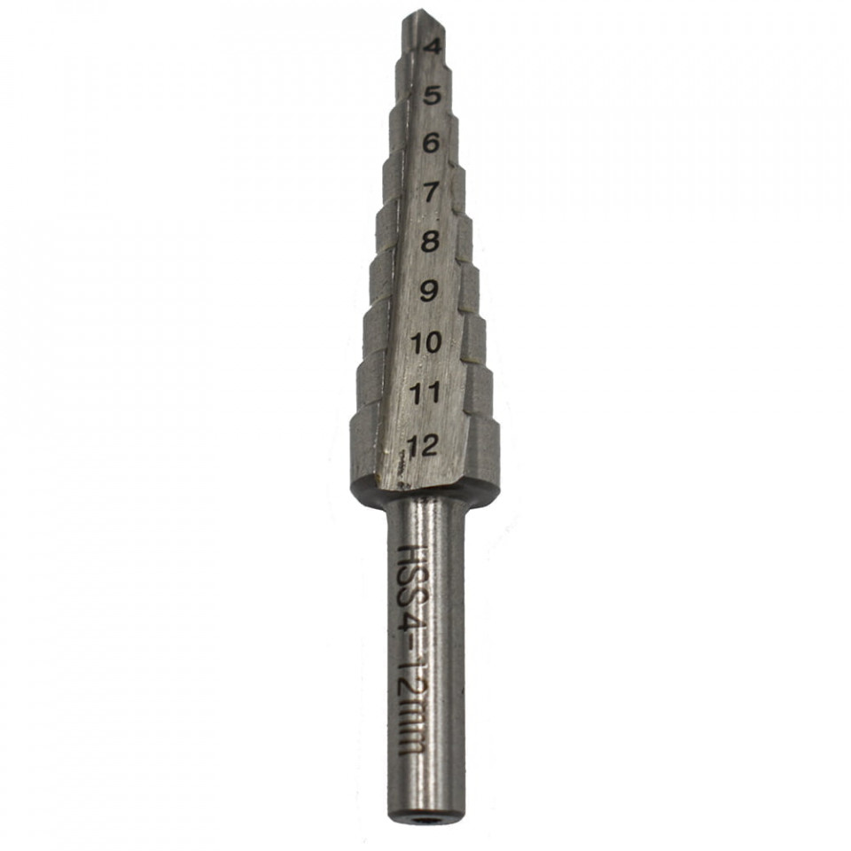 Burghiu în trepte, canale drepte, HSS 4-12MM, 9 trepte