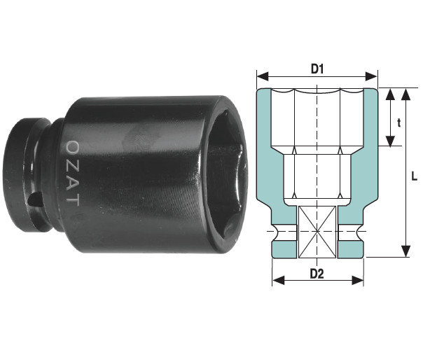 Cap cheie tubulara de impact 3.1/2" 6 laturi, lung 5"