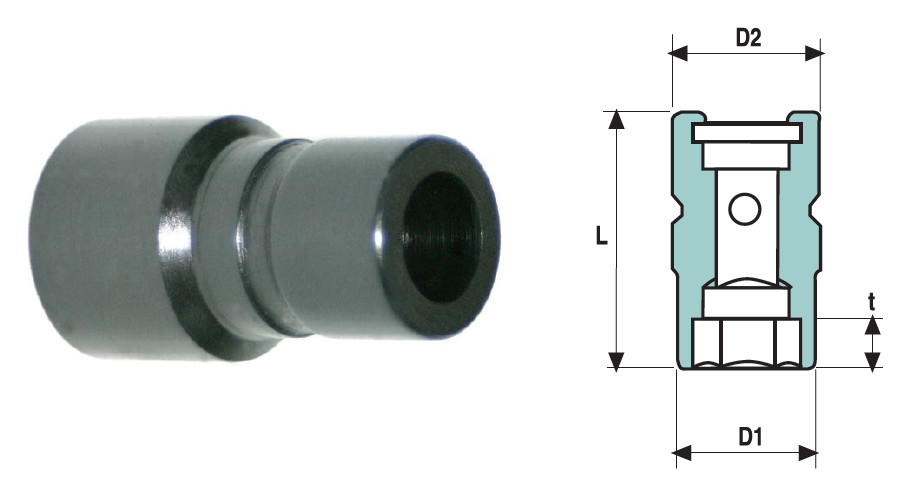 Cap cheie tubulara de impact cu nivel de vibratii scazut OZAT "LOV" 3/8", standard 13/16" L43mm