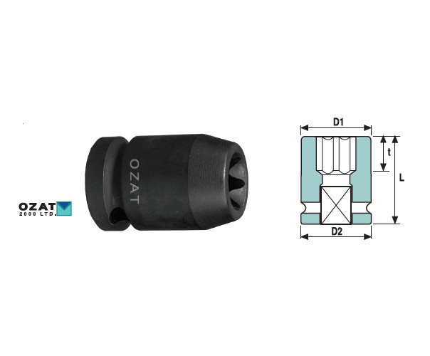 Cap cheie tubulara impact OZAT 1/2", profil TORX interior E11 L38mm