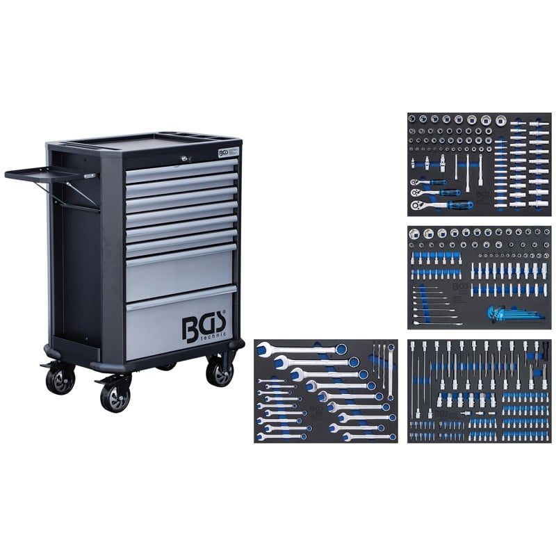 Carucior pentru scule, 8 sertare, cu 296 scule