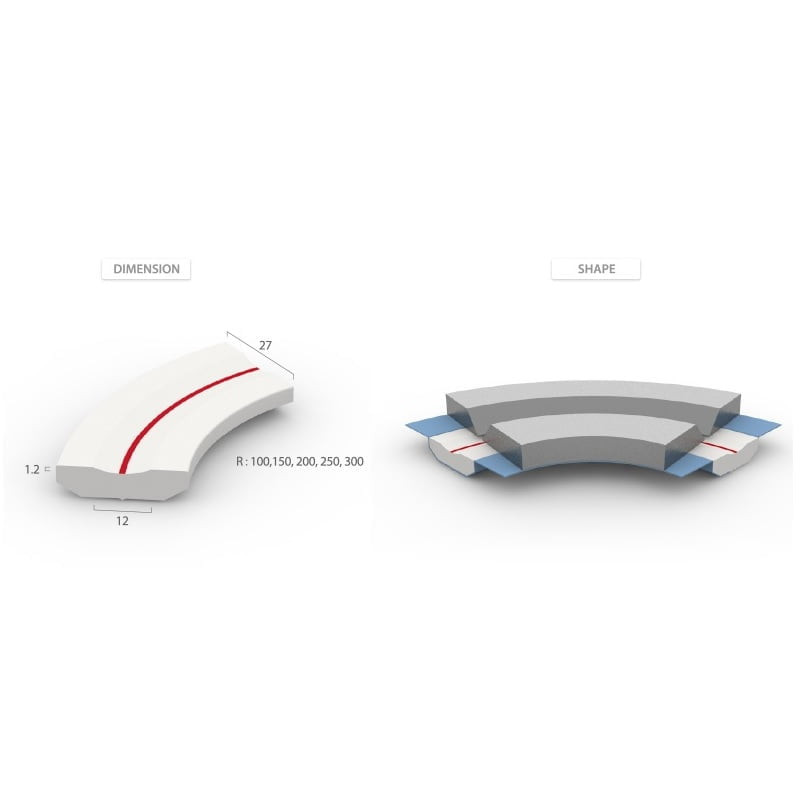 CBM 8067 (R100) - Suport ceramic cu raza, sudura - 12X27XR100 mm