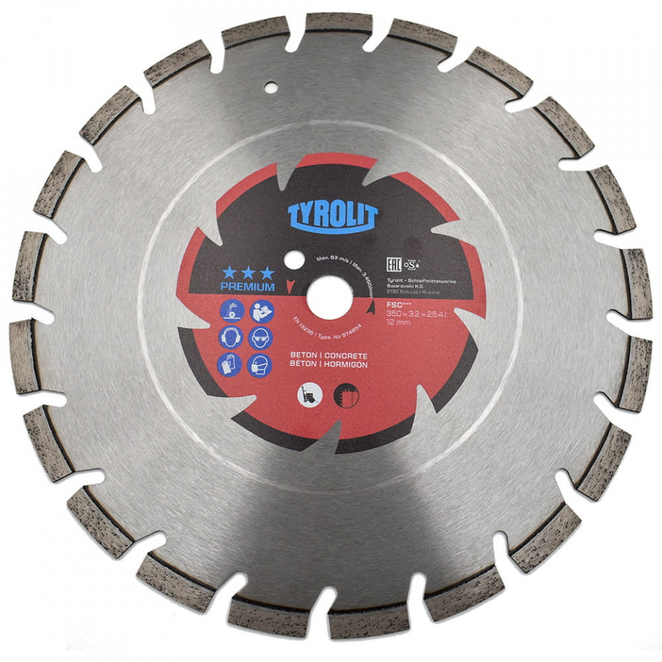 Disc diamantat pentru taiat beton 350x3.2x25.4 Premium***