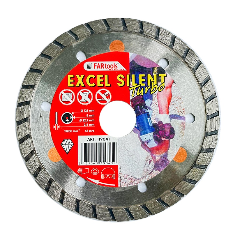 Disc diamantat pentru taiere materiale constructii, segmentat, "Excel silent turbo", 125x22.23 mm