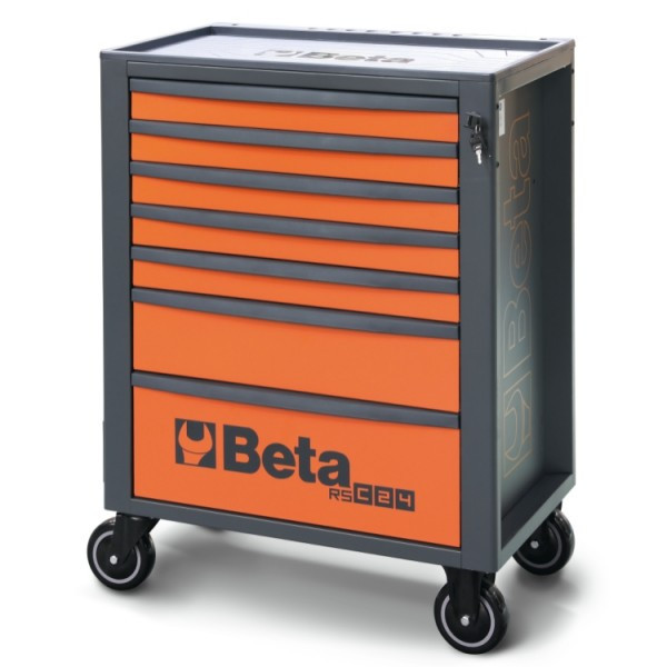 Dulap mobil cu 7 sertare, disponibil in 7 culori, gama RSC, RSC24/7 (Culoare: Orange/Negru)