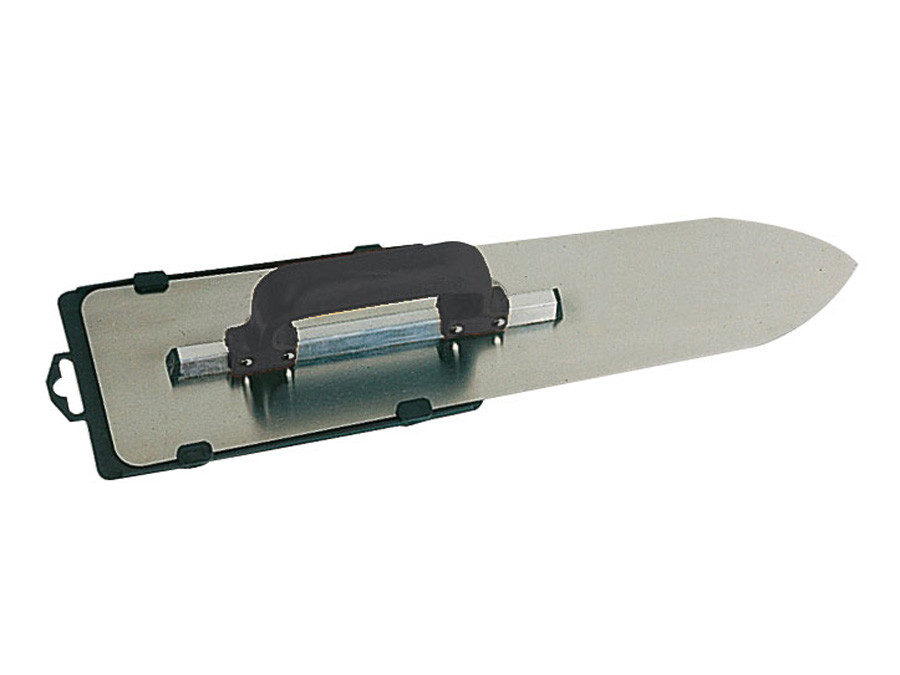 Gletiera din otel, model flamand, cu montura de aluminiu, varf tip focos, maner PVC inchis - 550×120