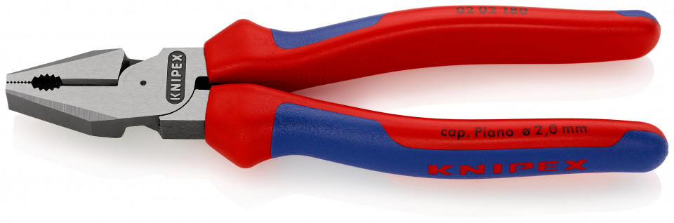 KNIPEX 02 02 180 Patenti Combi cu parghie mare cu manşoane multicomponent vopsit negru 180 mm