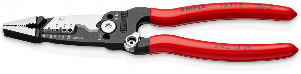 KNIPEX 13 71 8 WireStripper Clești multifuncționali pentru electricieni model american acoperite cu plastic vopsit negru 200 mm