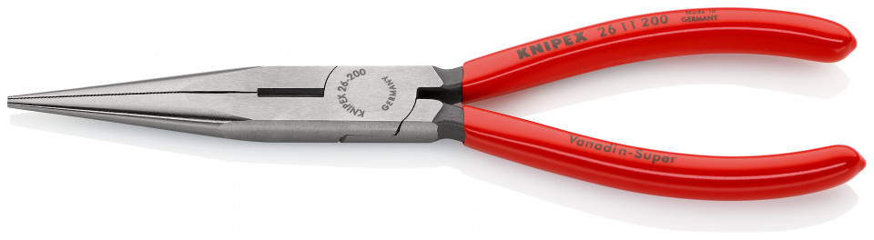 KNIPEX 26 11 200 Clește plat-rotund cu tăiș (patent cu cioc angular) acoperite cu plastic vopsit negru 200 mm