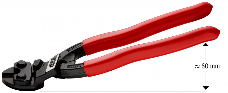 KNIPEX 71 21 200 CoBolt® Tăietor compact pentru bolțuri acoperite cu plastic vopsit negru 200 mm