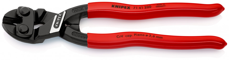 KNIPEX 71 41 200 CoBolt® Tăietor compact pentru bolțuri acoperite cu plastic vopsit negru 200 mm