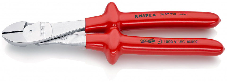 KNIPEX 74 07 250 Șfic de forță izolat prin imersie, testat de VDE cromat 250 mm