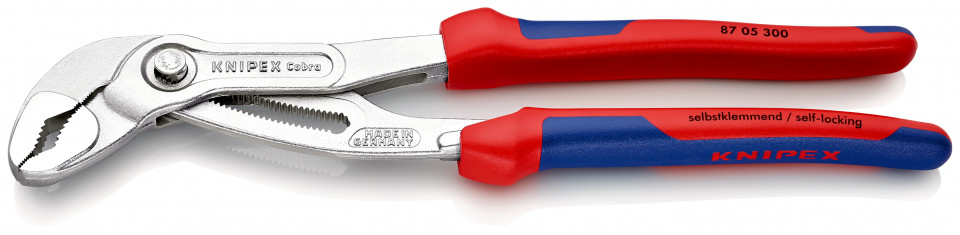 KNIPEX 87 05 300 Cobra® Clește high tech pentru pompe de apă cu manşoane multicomponent cromat 300 mm